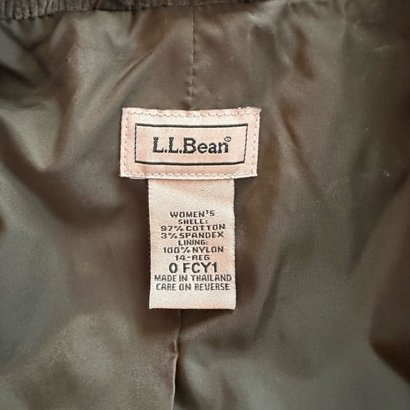 L.L. Bean Olive Corduroy Blazer Jacket • Size 14R - Picture 4 of 4